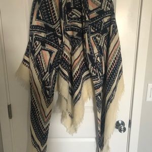 Large tan/pink/blue scarf